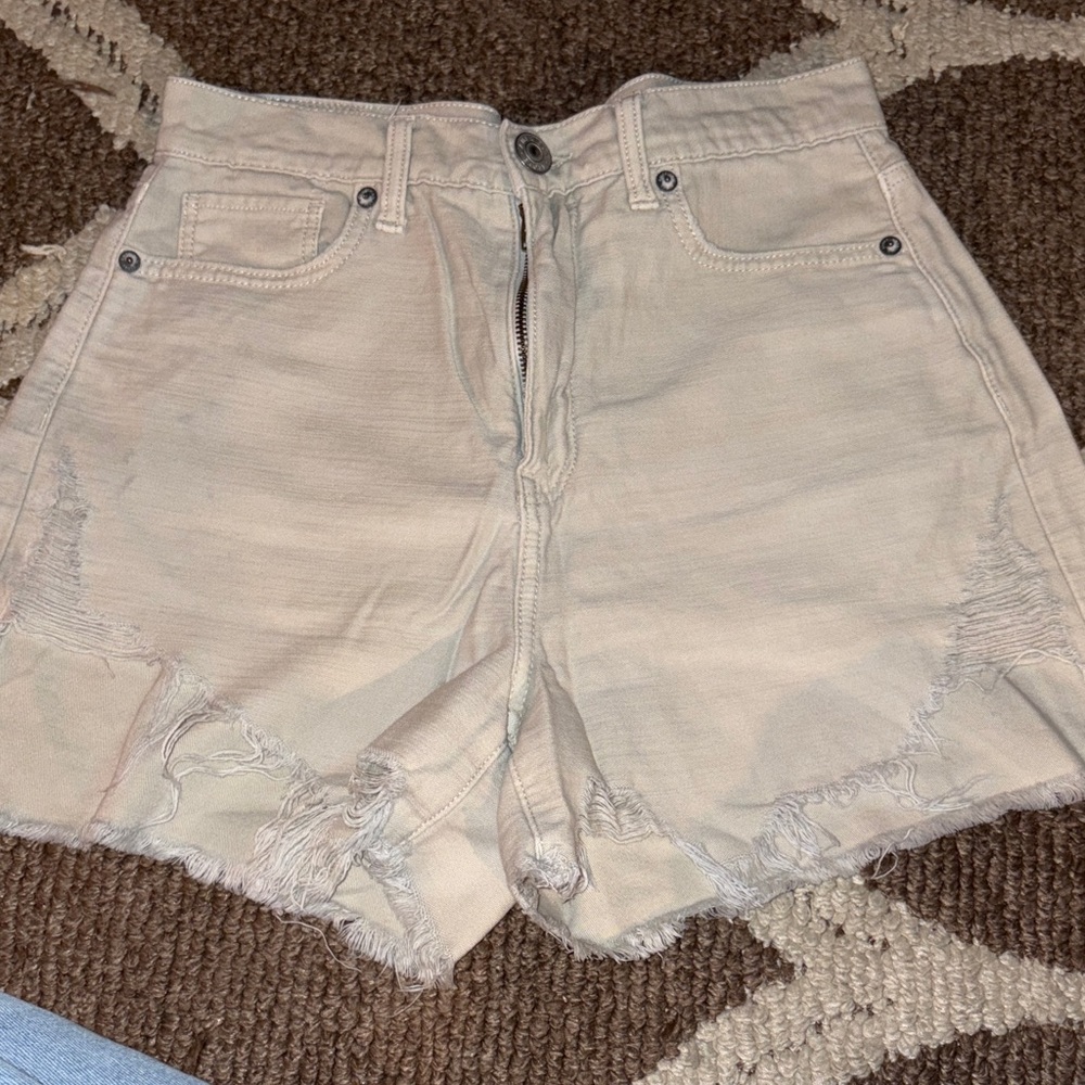 American Eagle Outfitters High Waist Cream Shorts